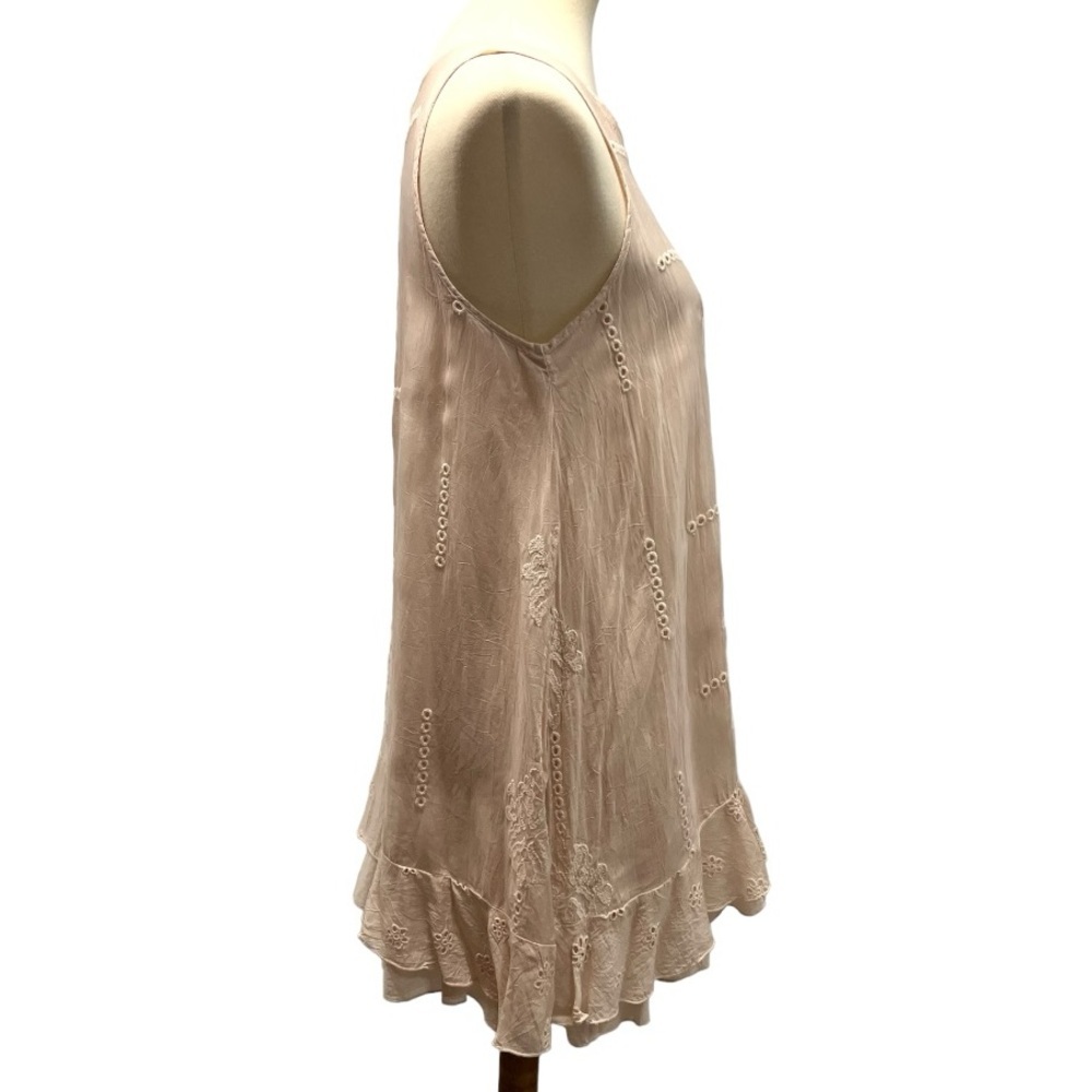 Johnny Was NWT Pale Pink Embroidered Boho Sleeveless Tunic Top Women’s Small - Picture 2 of 11
